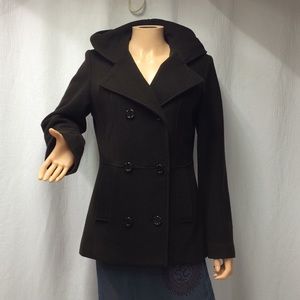 Croft & barrow brown wool hooded pea jacket